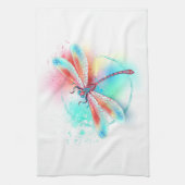 Rote Libelle im Aquarellhintergrund Geschirrtuch (Vertikal)