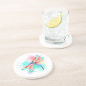 Rote Libelle im Aquarellhintergrund Getränkeuntersetzer (Seite)