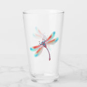 Rote Libelle im Aquarellhintergrund Glas (Rückseite)