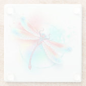 Rote Libelle im Aquarellhintergrund Glasuntersetzer (Rückseite)