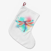 Rote Libelle im Aquarellhintergrund Großer Weihnachtsstrumpf (Vorderansicht (hängend))