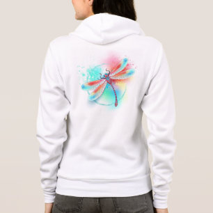 Rote Libelle im Aquarellhintergrund Hoodie