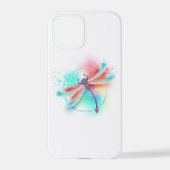 Rote Libelle im Aquarellhintergrund iPhone Hülle (Rückseite)