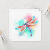 Rote Libelle im Aquarellhintergrund Karte (Vorderseite/Rückseite Beispiel)