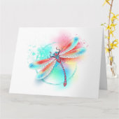 Rote Libelle im Aquarellhintergrund Karte (Gelbe Blume)