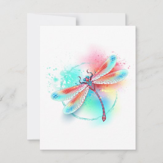 Rote Libelle im Aquarellhintergrund Karte (Vorderseite)