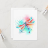 Rote Libelle im Aquarellhintergrund Karte (Vorderseite/Rückseite Beispiel)