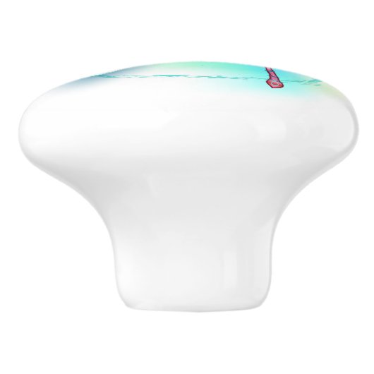 Rote Libelle im Aquarellhintergrund Keramikknauf (Seitenansicht)