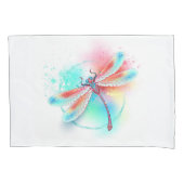 Rote Libelle im Aquarellhintergrund Kissenbezug (Vorderseite)