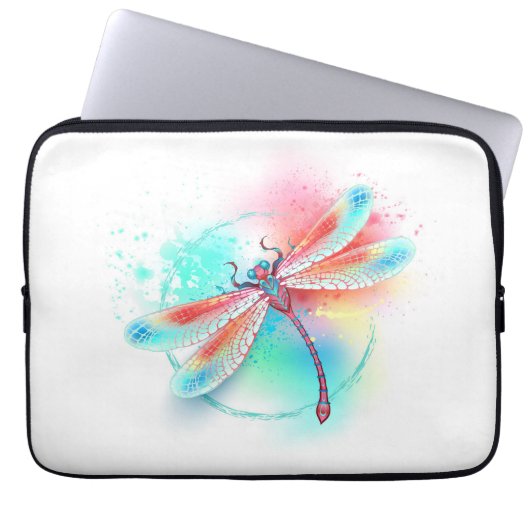 Rote Libelle im Aquarellhintergrund Laptopschutzhülle (Vorderseite)