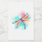 Rote Libelle im Aquarellhintergrund Lebensmitteletikett (Einzelnes Label)