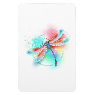 Rote Libelle im Aquarellhintergrund Magnet