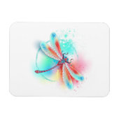 Rote Libelle im Aquarellhintergrund Magnet (Horizontal)