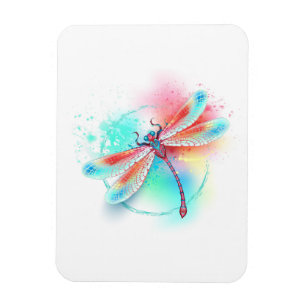 Rote Libelle im Aquarellhintergrund Magnet