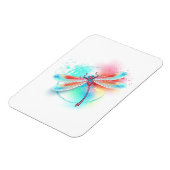 Rote Libelle im Aquarellhintergrund Magnet (Linke Seite)