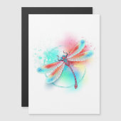 Rote Libelle im Aquarellhintergrund Magneteinladung (Vorne/Hinten)