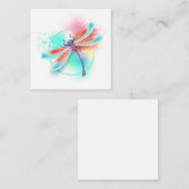 Rote Libelle im Aquarellhintergrund Mitteilungskarte (Vorne/Hinten)