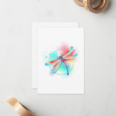 Rote Libelle im Aquarellhintergrund Mitteilungskarte (Vorderseite/Rückseite Beispiel)