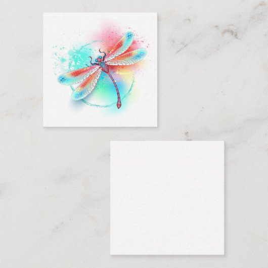 Rote Libelle im Aquarellhintergrund Mitteilungskarte (Vorne/Hinten)