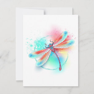 Rote Libelle im Aquarellhintergrund Mitteilungskarte