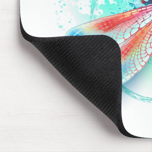 Rote Libelle im Aquarellhintergrund Mousepad (Ecke)