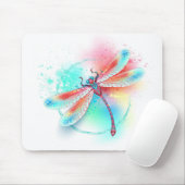Rote Libelle im Aquarellhintergrund Mousepad (Mit Mouse)