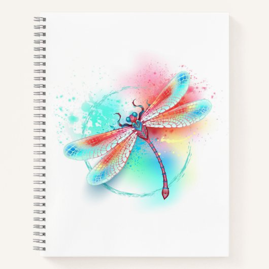 Rote Libelle im Aquarellhintergrund Notizblock (Vorderseite)