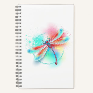 Rote Libelle im Aquarellhintergrund Notizblock