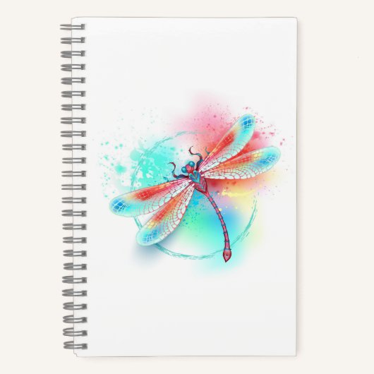 Rote Libelle im Aquarellhintergrund Notizblock (Vorderseite)