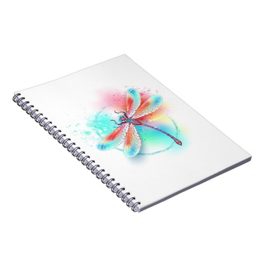 Rote Libelle im Aquarellhintergrund Notizblock (Rechte Seite)