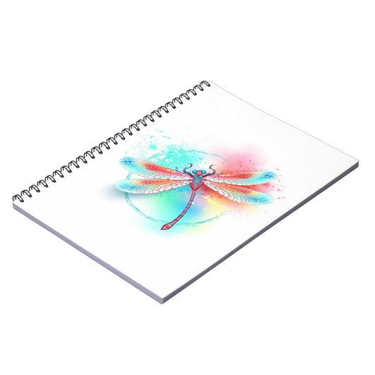 Rote Libelle im Aquarellhintergrund Notizblock (Linke Seite)