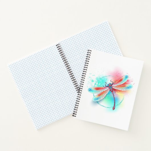 Rote Libelle im Aquarellhintergrund Notizblock (Innenseite)