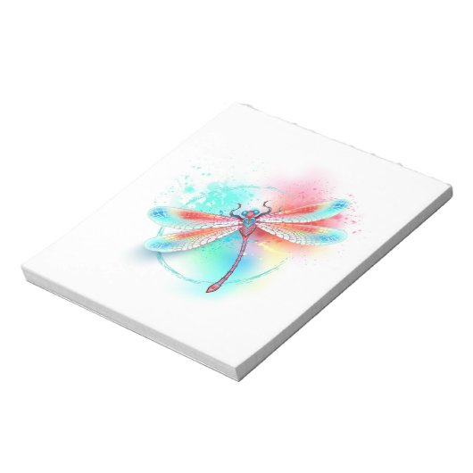 Rote Libelle im Aquarellhintergrund Notizblock (Rotiert)