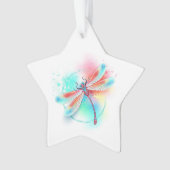 Rote Libelle im Aquarellhintergrund Ornament (Vorderseite)