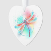 Rote Libelle im Aquarellhintergrund Ornament (Vorderseite)
