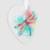 Rote Libelle im Aquarellhintergrund Ornament (Vorderseite)