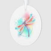 Rote Libelle im Aquarellhintergrund Ornament (Vorderseite)