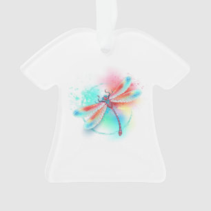 Rote Libelle im Aquarellhintergrund Ornament