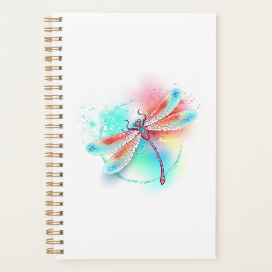 Rote Libelle im Aquarellhintergrund Planer (Vorderseite)