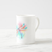 Rote Libelle im Aquarellhintergrund Porzellantasse (Vorderseite Rechts)