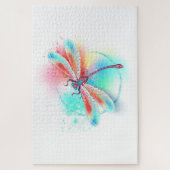 Rote Libelle im Aquarellhintergrund Puzzle (Vertikal)