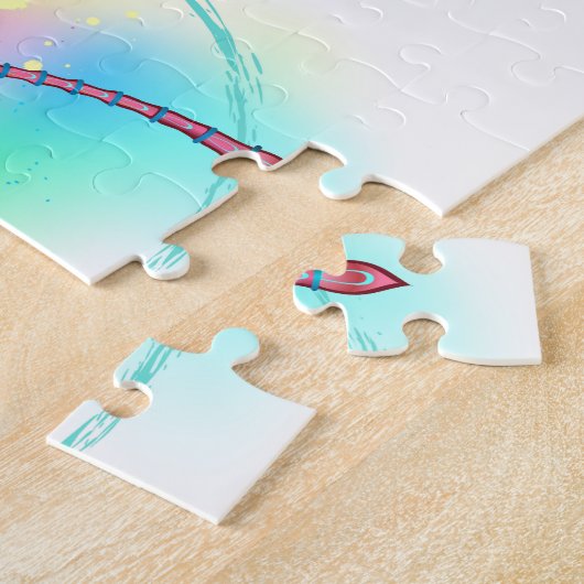 Rote Libelle im Aquarellhintergrund Puzzle (Seite)