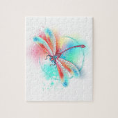 Rote Libelle im Aquarellhintergrund Puzzle (Vertikal)
