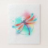 Rote Libelle im Aquarellhintergrund Puzzle (Vertikal)