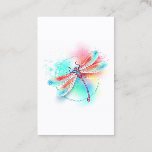 Rote Libelle im Aquarellhintergrund Rabattkarte (Vorderseite)