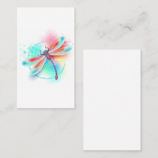 Rote Libelle im Aquarellhintergrund Rabattkarte (Vorne/Hinten)
