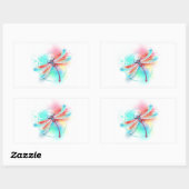 Rote Libelle im Aquarellhintergrund Rechteckiger Aufkleber (Blatt)