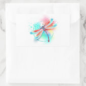 Rote Libelle im Aquarellhintergrund Rechteckiger Aufkleber (Tasche)