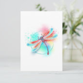 Rote Libelle im Aquarellhintergrund RSVP Karte (Stehend Vorderseite)