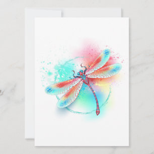 Rote Libelle im Aquarellhintergrund Save The Date